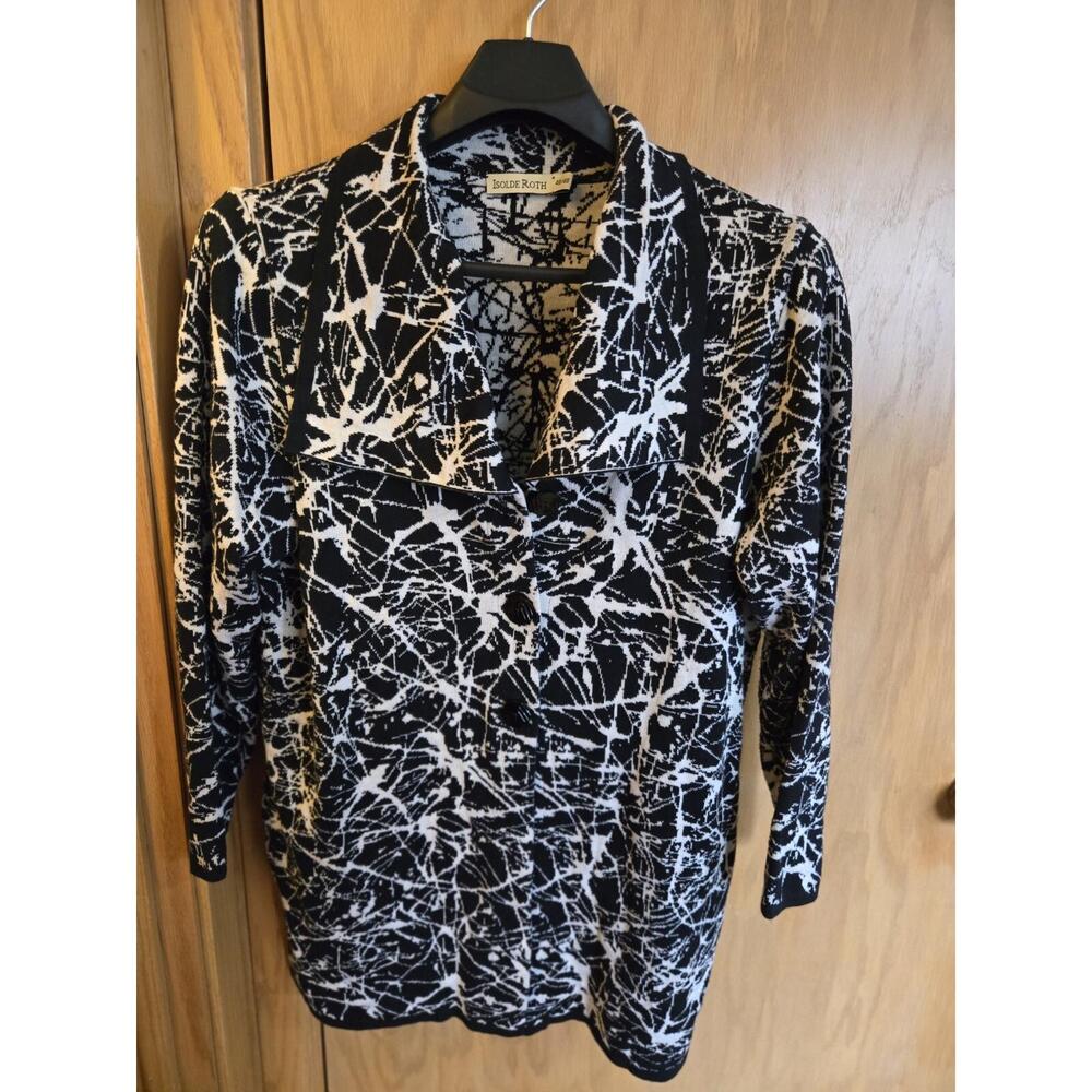Isolde Roth Tunic Top Size 46 48 Black  White Pattern